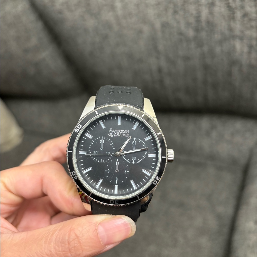 American Exchange Black and Silver Chronograph Watch